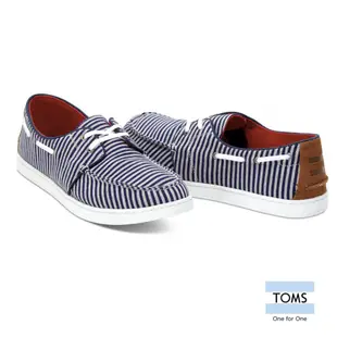 TOMS 條紋麂皮拼接帆船休閒鞋-男款(藍)-10008056 NAVY