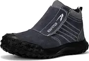 [Hogent] Steel Toe Boots for Men Work Sneakers Leather Men's Steel Toe Boots Waterproof Indestructible Safety Shoes Soft Steel Toe Welding Footwear Comfortable Fashionable Work Boots for Welder