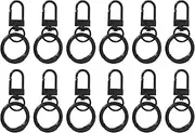 uxcell 12 Pcs Lobster Claw Clasp, Colorful Metal Keychain Clasp Swivel Hooks with Spring Key Rings Trigger Clips for Bag Door Key Chains DIY Craft Jewelry Making, Black