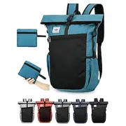 Men's Foldable Roll-Top Backpack with Waterproof Fabric - Lightweight Outdoor Travel Bag for Back to School, Hiking, Commuting and Everyday Use