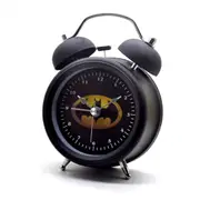 3 inch children's alarm clock retro silent pointer clock round digital double bell black alarm clock bedside night light home decoration batman