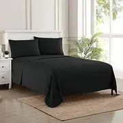 King Size Sheets - Breathable Luxury Bed Sheets with Full Elastic & Secure Corner Straps Built in - 1800 Supreme Collection Extra Soft Deep Pocket Bedding Set, Sheet Set, King, Black