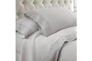 Kingtex 1500 Thread Count Crochet Lace Microfibre Sheet Set Double Silver/Silver