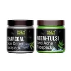 HEEM & HERBS Charcoal Neem-Tulsi Face Pack for Anti Acne & De-tan 100 grams