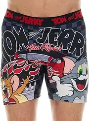 [COCO BRANDS] Tom and Jerry Men's Boxer Briefs - No Fly, Anti-Chafing Stitching, Comfort Shaped/Cotton Lined Crotch