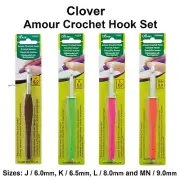 Clover Amour Crochet Hook Set J K L M/N Steel Soft Handle Brand New
