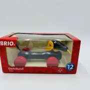 BRIO Sweden 30332 Pull Along DACHSHUND Wiener Dog 7" Wooden Toddler Pull Toy