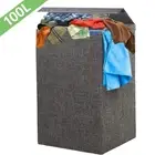 1-4PCS Large Laundry Baskets Washing Clothes Storage Folding Bin Hamper With Lid