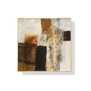 50Cmx50cm Abstract Gold Brown Painting Style Gold Frame Canvas Wall Art
