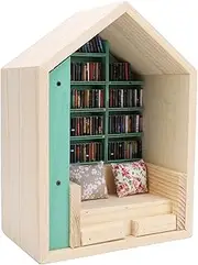 Wooden Decorative Exquisite Cute Bookshelf Mini House Kit for Bedroom Study Shop