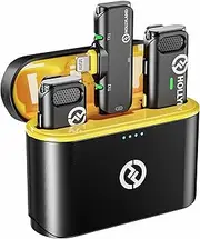 Hollyland Lark C1 Wireless Microphone for iPhone with MFi Certified Lightning 650FT 8H Plug-Play Lavalier Noise Cancellation Dual Lapel Mic for YouTube Vlogging Interview Video Recording(iOS Black)