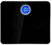 Digital Body Weight Bathroom Scale Weighing Scale with Step-On Technology,Extra Large Blue Backlit Display and, 400 Pounds(Black)