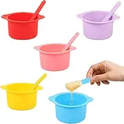 5 Pcs Silicone Waxing Bowl, Silicone Wax Warmer Liner with 5 Pcs Stirring Rod Reusable Silicone Warm Wax Pot Liner Easy to Clean for Home or Beauty Shop