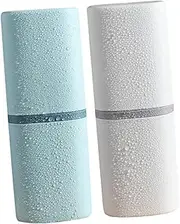 BATHVEVE 2Pcs Portable Toothbrush Case and Washing Cup Durable Storage Box for Travel and Home Use Fine Workmanship in White and Compact Design with Corners