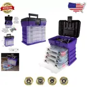 Multi-Purpose Purple Storage Box with 4 Drawers - Organizer for Tools and Craft