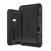 Alogic Travel Dock Essential Usb-C To Hdmi/Usb 3.0/Ethernet/Usb-C With Pd 100W