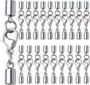 20Pcs Stainless Steel Leather Cord Ends with Lobster Clasp Connector for Jewelry