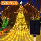 Garden Solar Star Waterfall Light Christmas Tree Decor LED Party String Light