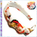 ☆POLLY媽☆歐美進口KNOT TURBAN HEADBAND側邊3扭結印花緞質髮箍~2色系