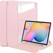 [TANOVCEP] Tablet Case for Samsung Galaxy Tab S6 Lite 10.4 Inch 2022/2020 SM-P610/P613/P615/P619 360° Swiveling Stand, Shockproof Cover with Clear Transparent Back Shell, Auto Wake/Sleep (Pink)
