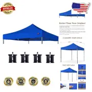 Stylish 10x10 Blue Replacement Canopy Cover with Bonus Weight Bags, Waterproof