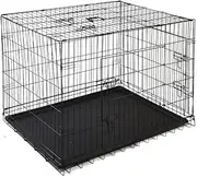 i.Pet Dog Crate Cage 48" Pet Kennel Crates Puppy Cat Fence House Outdoor Indoor Portable Carrier, Metal Wire with Triple Doors Lockable Foldable with Removable Tray and Handle