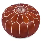 Marrakesh Gallery Genuine Leather Pouf Unstuffed - Moroccan Ottoman Footstool,