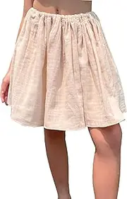 [Was Then Is Now] Soft Gauze Crinkle Cotton Girls Drawstring Waist Short Skirt