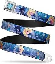 [Buckle-Down] Seatbelt Belt - Frozen Elsa the Snow Queen Poses/Snowflakes - 1.0" Wide - 20-36 Inches in Length