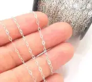 1mt(3.3ft) Sterling Silver Oval Flat Cable Chain 925 Solid Silver Soldered Chain
