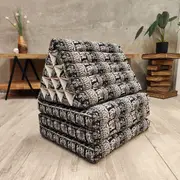 Jumbo Thai Triangle Pillow Three-Folds Black & White Elephant