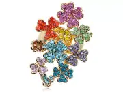 Rainbow Colorful Clustered Crystal Rhinestone Floral Flower Sized VTG Ring