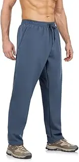 [BondiTrekk] Elastic and Water-Repellent Men's Hiking Trousers, Lined Fleece Trousers with 3 Zip Pockets, Cool Grey, M