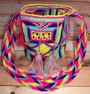 Handcrafted Woven South American Wayuu Tribe Large Colorful Mochila Bag Colombia