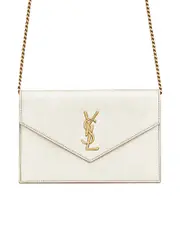Saint Laurent Envelope Chain Wallet in Metallized Leather
