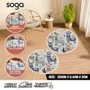 SOGA 2X 120cm Alpaca Cactus Pattern Rug Desert Animals Non-Slip Round Area Rugs