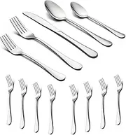 [LIANYU] 72-Piece Silverware Set with Extra Forks, Stainless Steel Flatware Cutlery Set for 12, Fork Spoon Knife Set Eating Utensils Tableware, Dishwasher Safe