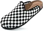 [Mukinrch] Clog for Women, Classic Cork Clog Checkered Slippers Slip on Mules with Arch Support Indoor Outdoor House Sandals