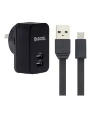 [Moki] MicroUSB Syncharge Cable + Wall Black