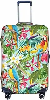 [FSCEV] Tropical Plants and Parrots Trolley Suitcase Protective Cover Business Travel Luggage Protector Fashion 18-32 Inches, White, M