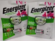 2 BRIGHT ENERGIZER VISION HD HEADLAMP FLASHLIGHTS 350 LUMENS FREE SHIPPING!