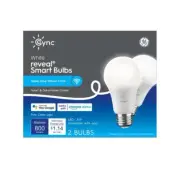 GE CYNC 2pk Reveal Smart Light Bulbs, White, Bluetooth and Wi-Fi Enabled