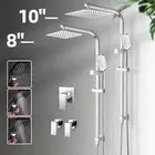8'' / 10'' Square SUS Shower Head 3-Mode Handheld Sliding Rail SET /Mixer Taps