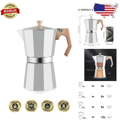 Aluminium 12-Cup Moka Pot Espresso Maker - Stylish Stovetop Coffee Percolator