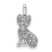 Sterling Silver Rhodium 0.25ct. Blk u0026 Wht Dia. Reversible Cat Pendant