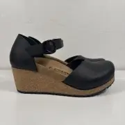 Papillon Mary Ring-Buckle Women’s Sz 6 Narrow Slip On Black Leather NEW NWB