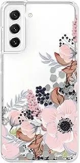 CrazyLemon for Samsung Galaxy S20 Case Clear Silicone Cute Aesthetic Floral Design for Women Girls Transparent Ultra Thin Slim Soft TPU Rubber Shockproof Protective Case Cover - Pink Flowers & Fruits