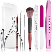 10 PCS Polish Remover Kit, Nail File and Buffer Tools with Nail Clips, Professional Cuticle Pusher and Cutter, Double Sided Nail File Nail Remover Set, Nail Buffer Nail Scraper Manicure Set with Box