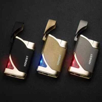 Windproof Visual Butane Gas Metal Lighter Red Flame cigarette Lighter Gifts Box