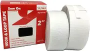 Yuwa 2 Inch Wide White Hook and Loop Magic Tape Sew-On Fastener Nylon for DIY Craft Non Adhesive (9 Yards) (White)
